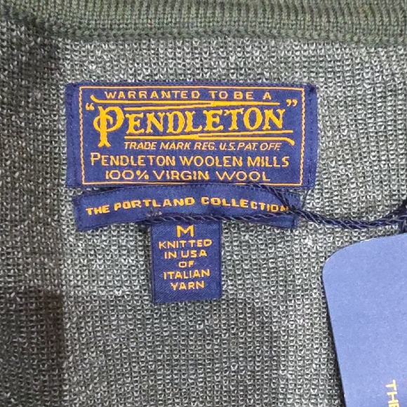 Pendleton 100% Merino Wool Olive and Burgundy Patterned Cardigan - Picture 2 of 5